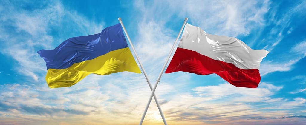 Flaga Polski z Flagą Ukrainy